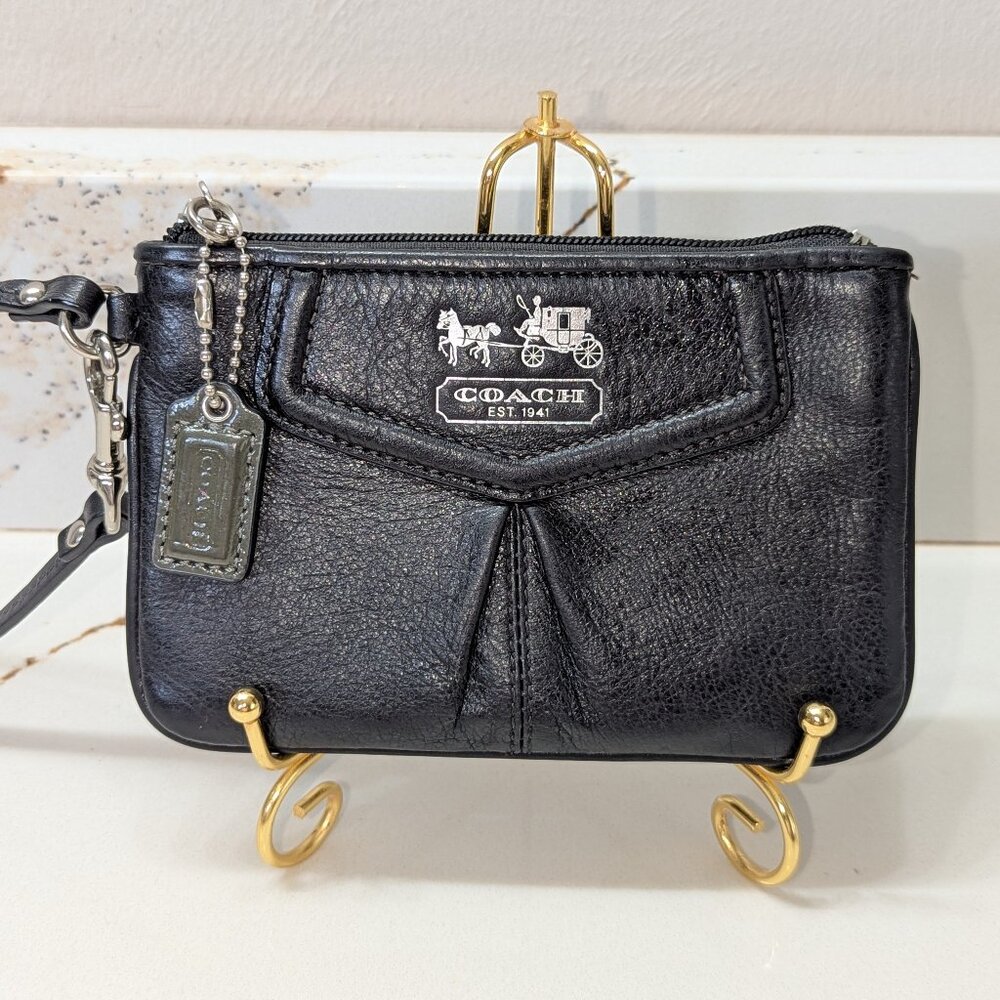 Coach Black Leather Wristlet Pouch